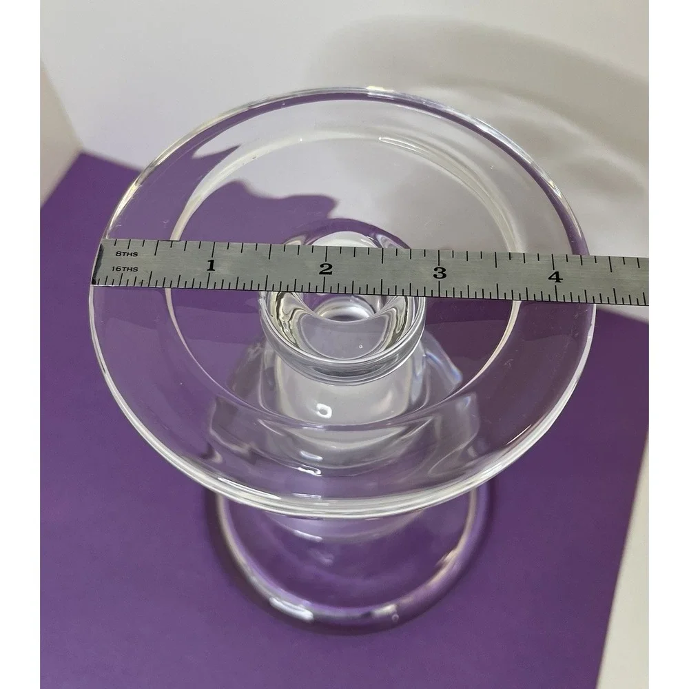 Crystal Bubble Glass Pillar Taper Candle Holder Ball Pedestal 6 1/2